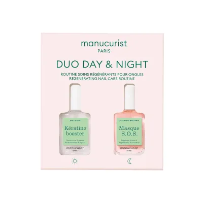 Набор для ухода за ногтями Manucurist Green DAY & NIGHT ROUTINE укрепляющий, Keratin Booster и ночная маска S.O.S, 2 средства