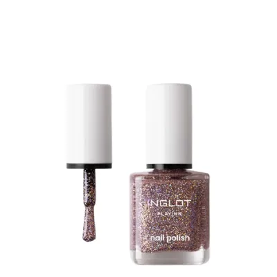 Лак для ногтей Inglot PLAYINN 147 с блёстками, тёмный оттенок, 15 мл