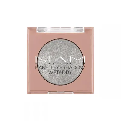 Тени для век NAM Baked Eyeshadow запечённые серебристые с искрой, оттенок 2, одинарные