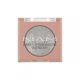 Тени для век NAM Baked Eyeshadow запечённые серебристые с искрой, оттенок 2, одинарные — фото 1