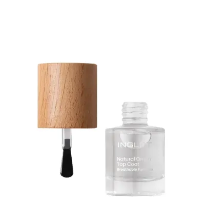 Верхнее покрытие для ногтей Inglot Natural Origin Top Coat бесцветное, глянцевое, для классического лака