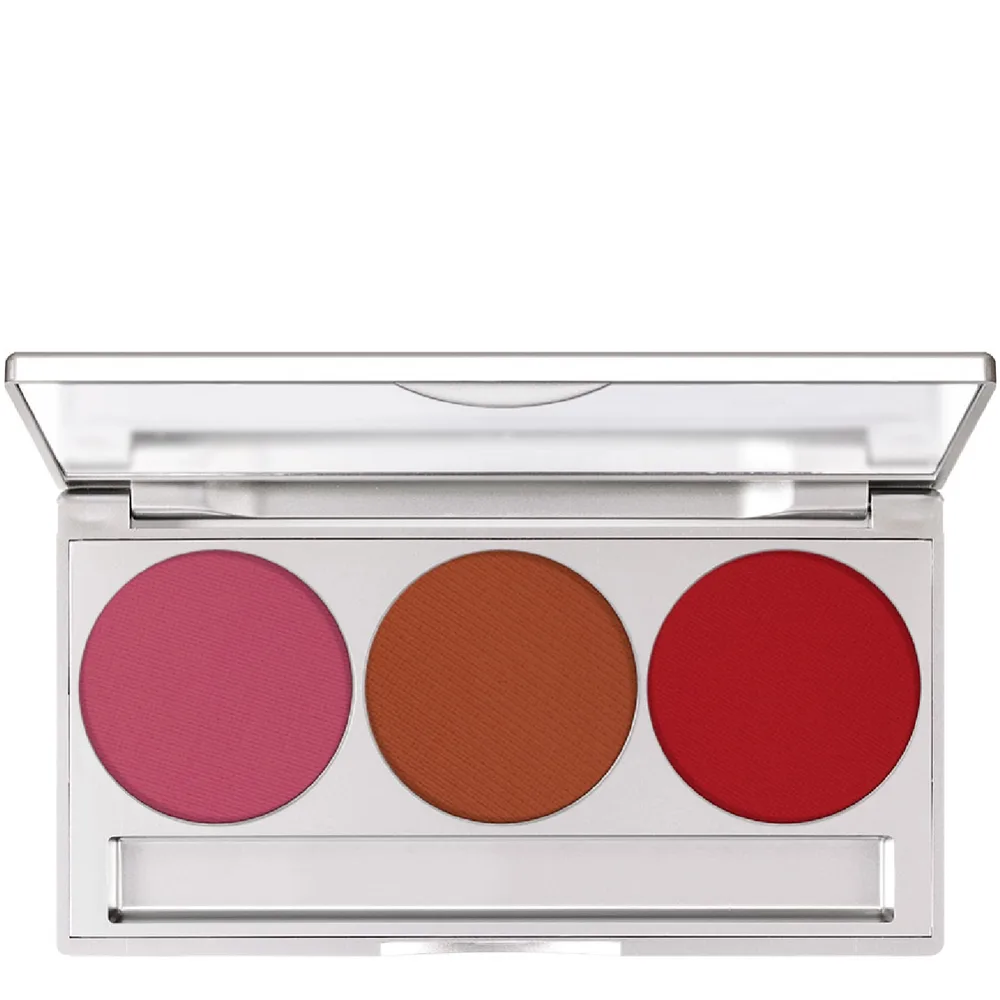 Палетка румян для щёк Kryolan Trio Blusher Magnetic матовая магнитная, 3 оттенка, Matt
