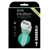 Бритва женская Wilkinson Sword Intuition Sensitive 4 лезвия, встроенная мыльная обойма, станок и 5 сменных кассет — фото 1