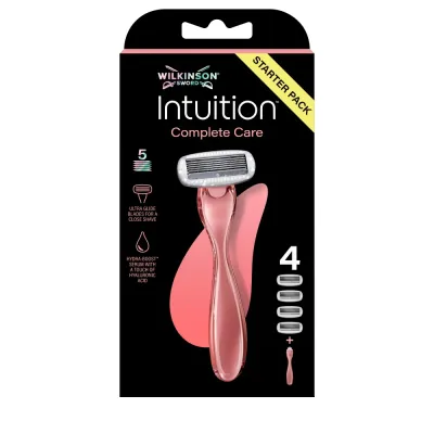 Бритва женская Wilkinson Intuition Complete Care ручка и 4 кассеты с 5 лезвиями, увлажняющая сыворотка Hydra-Boost