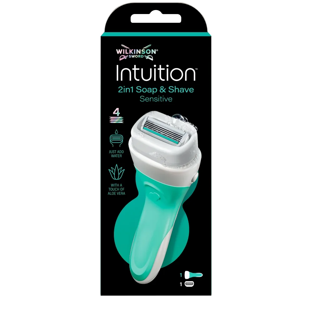Бритва женская Wilkinson Sword Intuition Sensitive 4 лезвия, встроенная мыльная обойма, бритьё без пены