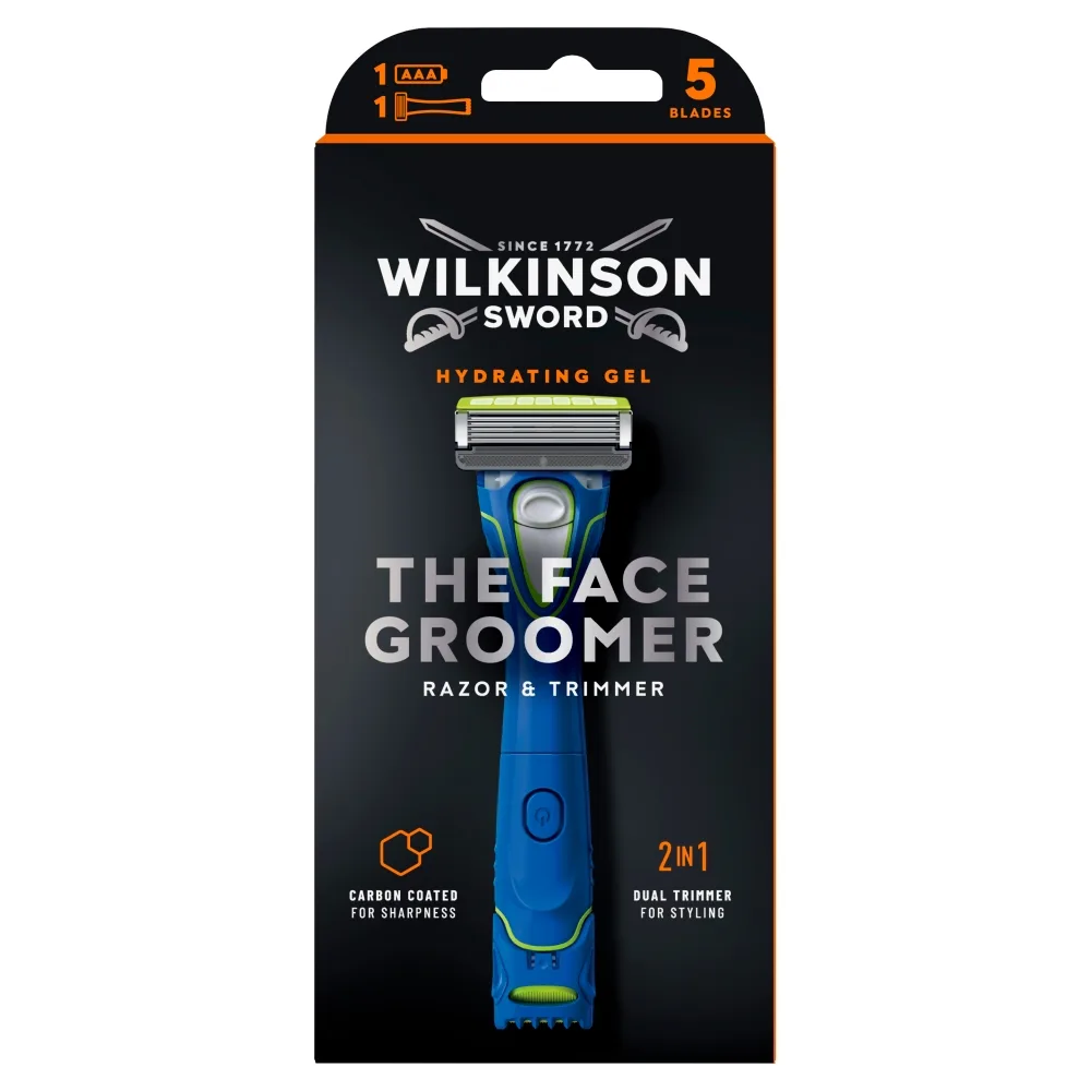 Тример-станок для бороды Wilkinson Sword The Face Groomer двусторонний, кассета с 5 лезвиями, стрижка, бритьё и окантовка