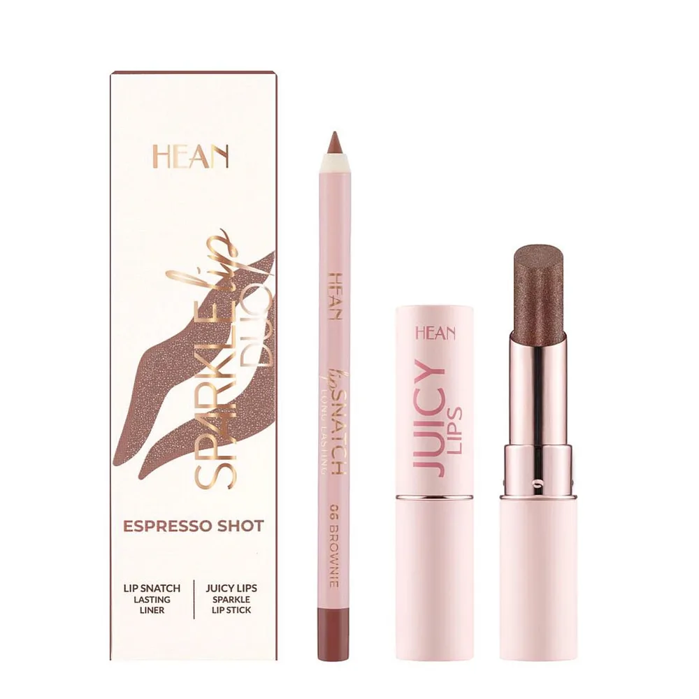 Набор для макияжа губ Hean Lip DUO Espresso Shot карандаш и блеск в стике, кофейный тон