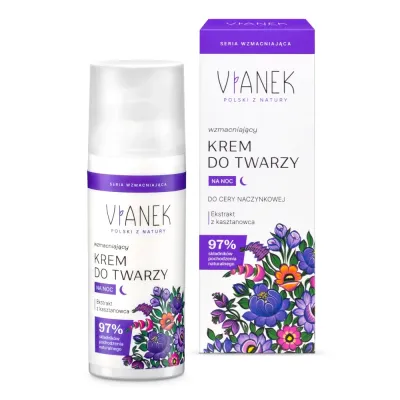 Крем для лица ночной Vianek укрепляющий с азелоглицином и экстрактом каштана, для кожи с покраснениями, 50 мл