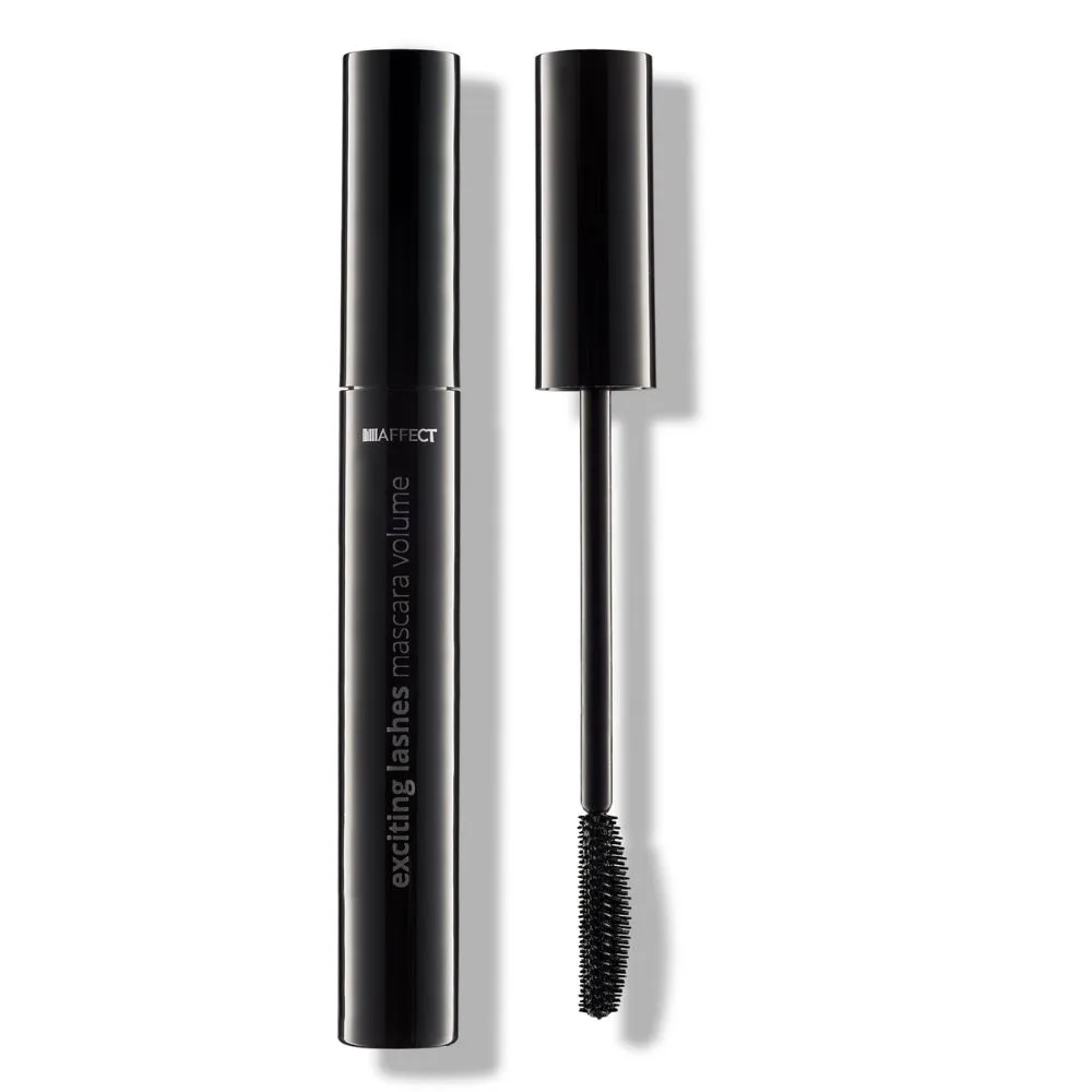 Тушь для ресниц Affect Exciting Lashes Volume объёмная чёрная, силиконовая щёточка, 10 мл
