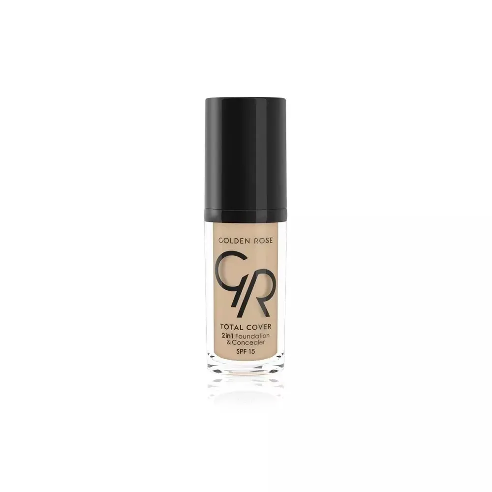 Тональный крем Golden Rose Total Cover 2 in 1 Foundation & Concealer корректор 2 в 1, стойкий, SPF 15, оттенок 05, 30 мл