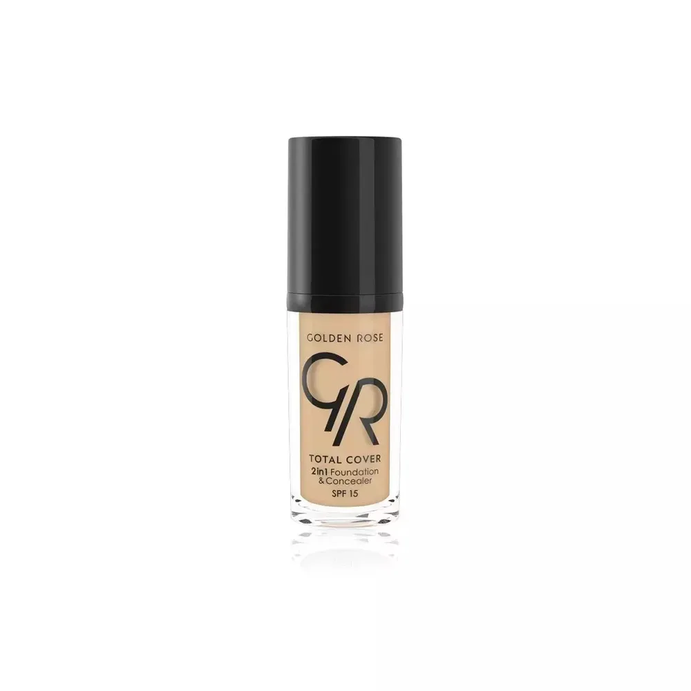 Тональный крем Golden Rose Total Cover 2 in 1 Foundation & Concealer корректор 2 в 1, очень светлый оттенок 02, SPF 15, 30 мл