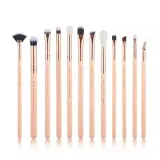 Набор кистей для макияжа Jessup T448 Naked Pink/Rose Gold натуральный и синтетический ворс, 12 штук — фото 1