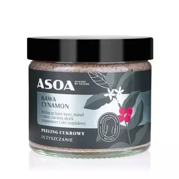Скраб для тела Asoa Peeling Kawa Cynamon сахарно-кофейный, с маслом ши и корицей, 250 мл