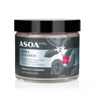 Скраб для тела Asoa Peeling Kawa Cynamon сахарно-кофейный, с маслом ши и корицей, 250 мл