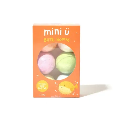 Бомбочки для ванны детские Mini-U с игрушкой-сюрпризом, набор бурлящих шариков с фруктовыми ароматами и маслом ши, 6 шт по 50 г