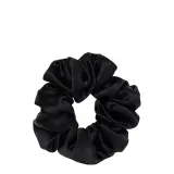 Резинка для волос Almania Scrunchie шелковая, черная, бережное закрепление прически — фото 1