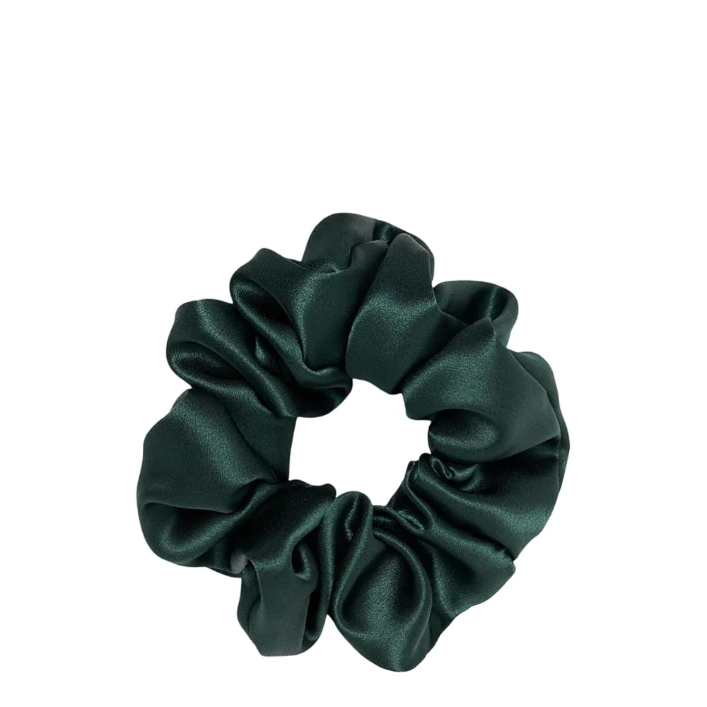 Резинка для волос Almania Scrunchie шелковая сатиновая, оттенок бутылочная зелень