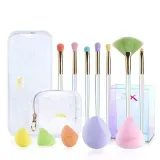 Набор для макияжа Jessup T319 Colorful 7 кистей Fantasy и 5 спонжей, чехлы и бокс для кистей — фото 1