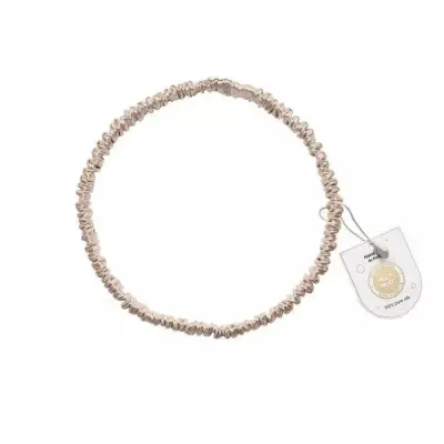 Повязка для волос Mexmo шелковая узкая с присборкой, эластичная, оттенок тауп серо-бежевый