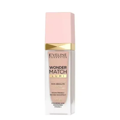 Тональный крем Eveline Cosmetics Wonder Match сияющий, натуральный финиш, оттенок 20 Nude, 30 мл
