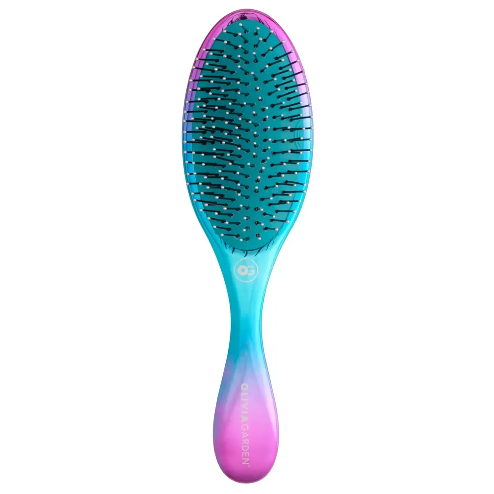 Щётка для волос Olivia Garden Aurora Blue со съёмной резиновой подушкой, шарики на кончиках зубцов, для средних и густых волос