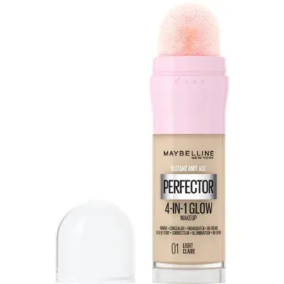 Тональное средство Maybelline Instant Perfector 4in1 Glow сияющее, база, консилер и хайлайтер, оттенок 01 Light, 20 мл