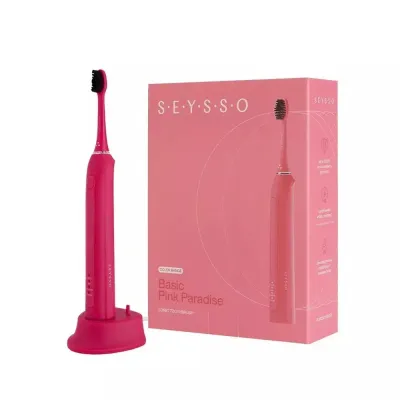 Щетка зубная электрическая звуковая Seysso Color Basic Pink Paradise розовая, 3 программы, таймер 2 минуты, зарядная станция, сменная насадка