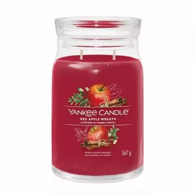 Свеча ароматическая Yankee Candle Signature Red Apple Wreath большая с двумя фитилями, до 90 часов, 567 г