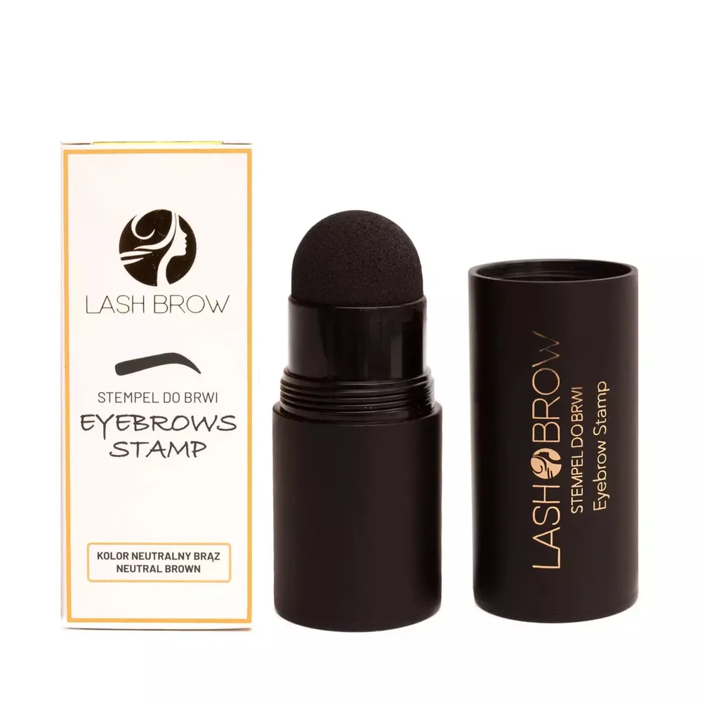 Штамп для бровей Lash Brow Eyebrows Stamp с тенями и 10 трафаретами, оттенок Neutral Brown