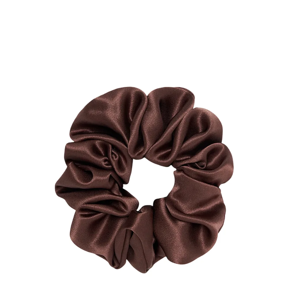 Резинка для волос Almania Scrunchie шёлковая шоколадная, для тонких волос, 1 шт