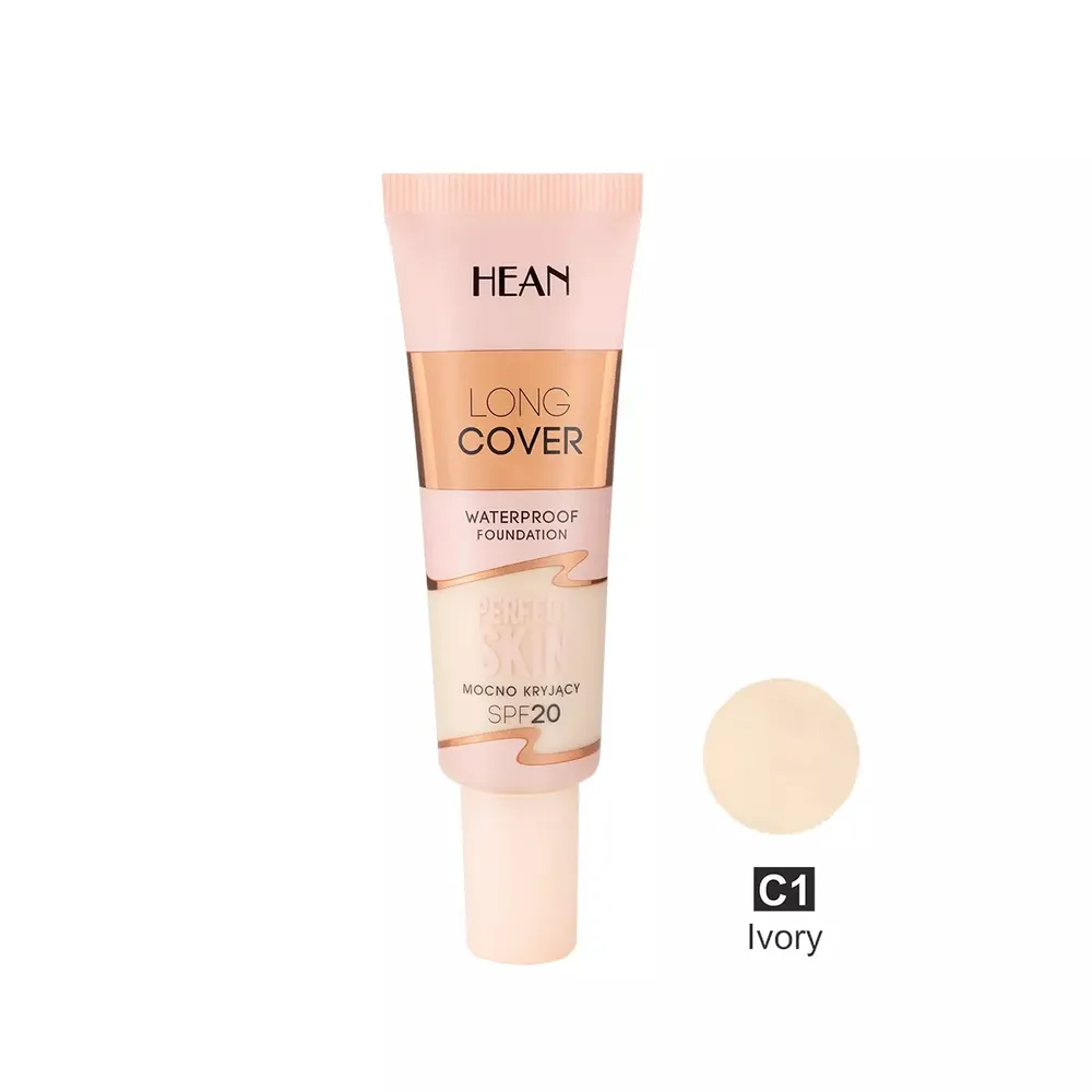 Тональный крем Hean Long Cover Waterproof C1 Ivory плотное покрытие, водостойкий, 25 мл