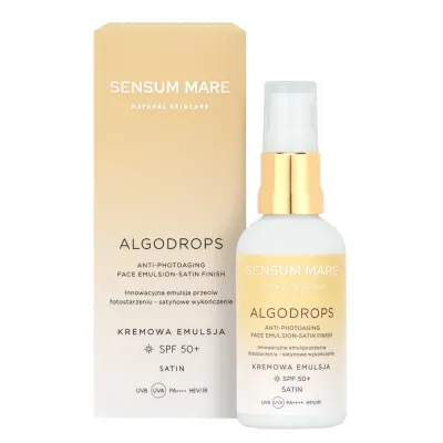 Солнцезащитная эмульсия для лица Sensum Mare ALGODROPS Satin SPF 50+ UVA UVB PA++++, защита HEV и IR, сатиновый финиш, 50 мл