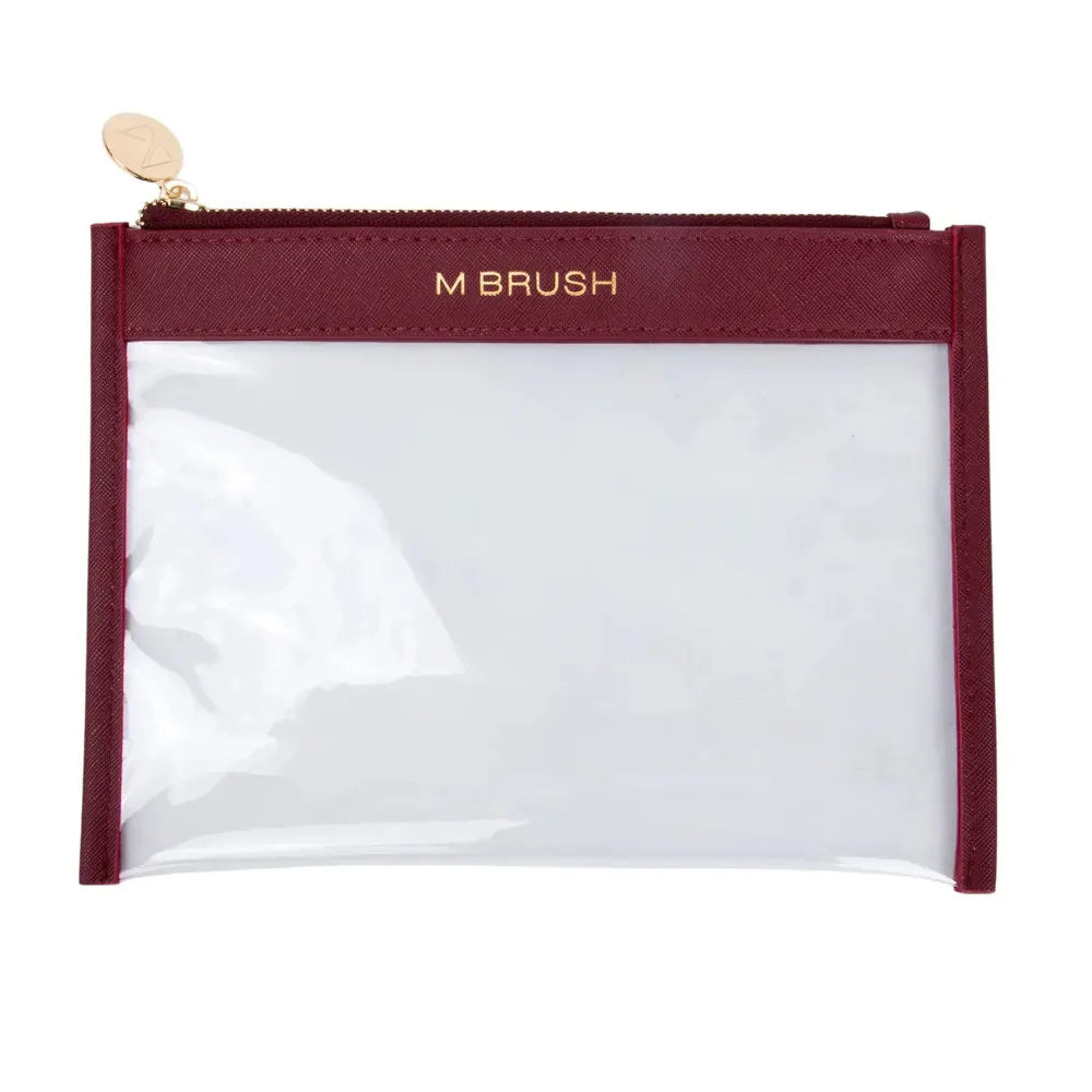Косметичка M BRUSH by Maxineczka Burgundy Sachet бордовая, кожа сафьяно, подкладка из нейлона, 24,5 x 18 см