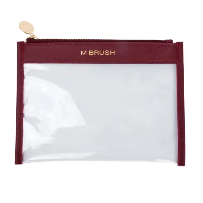 Косметичка M BRUSH by Maxineczka Burgundy Sachet бордовая, кожа сафьяно, подкладка из нейлона, 24,5 x 18 см