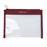 Косметичка M BRUSH by Maxineczka Burgundy Sachet бордовая, кожа сафьяно, подкладка из нейлона, 24,5 x 18 см — фото 1