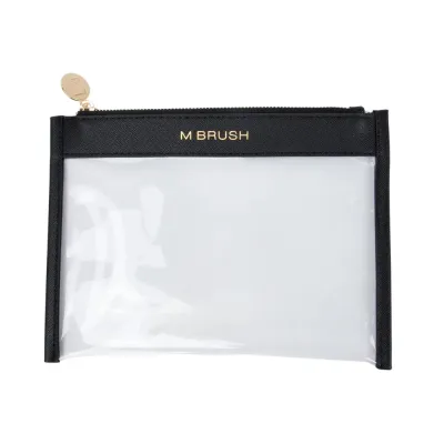 Косметичка-саше M BRUSH by Maxineczka Black Sachet чёрная, кожа саффиано, подкладка нейлон, 24,5 х 18 см
