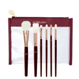 Набор кистей для макияжа M BRUSH by Maxineczka Burgundy Set vol.2 6 штук для лица и глаз, саше 24,5 х 18 см — фото 1