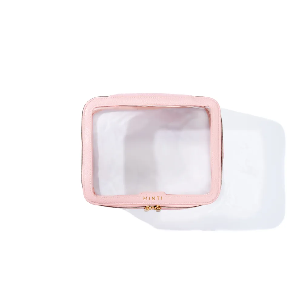 Косметичка дорожная MINTI Collection Medium Travel Bag прозрачная, на молнии, светло-розовая, 19 x 15 см