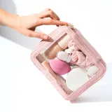 Набор косметичек дорожных MINTI Collection Travel Bag SET прозрачные на молнии, 2 шт: Medium 19 x 15 см + Large 24 x 18 см, светло-розовые — фото 3