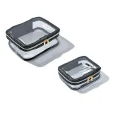 Набор косметичек дорожных MINTI Collection Travel Bag SET прозрачные на молнии, 2 шт: Medium 19 x 15 см + Large 24 x 18 см, чёрные — фото 1