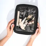 Набор косметичек дорожных MINTI Collection Travel Bag SET прозрачные на молнии, 2 шт: Medium 19 x 15 см + Large 24 x 18 см, чёрные — фото 2