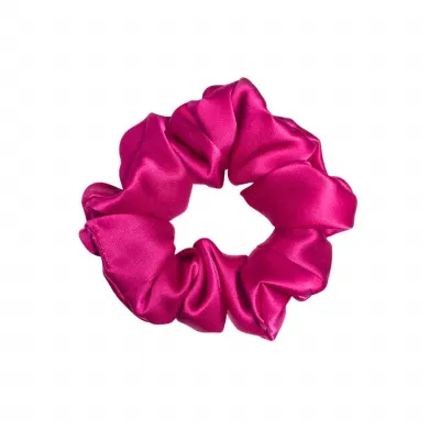 Резинка для волос Mexmo Scrunchie Normal шёлковая широкая, розовая Hot Pink, ширина 4 см
