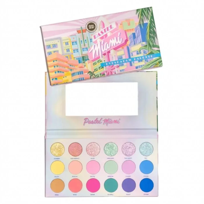 Палетка теней для век Mexmo Pastel Miami 18 пастельных оттенков, матовые, глянцевые и дуохром