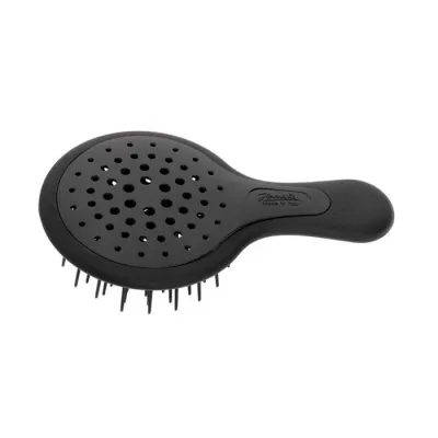 Щётка для волос Janeke MINI SUPERBRUSH круглая силиконовая компактная, для сумки и поездок, черная, 9 см