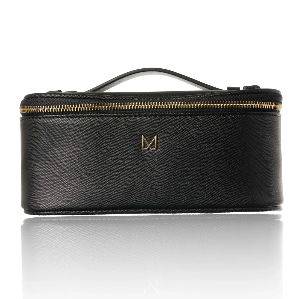 Косметичка M BRUSH by Maxineczka Weekender Bag черная, экокожа сафьяно, дорожная с перегородками, 23 x 13 x 9,5 см