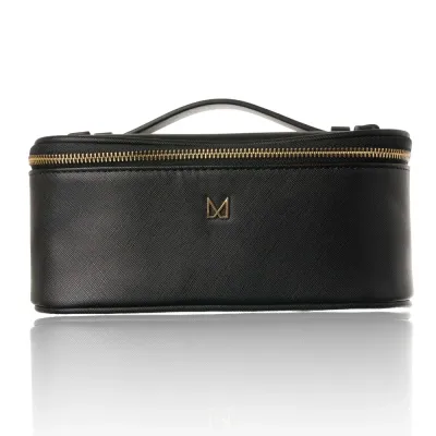 Косметичка M BRUSH by Maxineczka Weekender Bag черная, экокожа сафьяно, дорожная с перегородками, 23 x 13 x 9,5 см