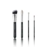 Набор кистей для макияжа лица и глаз MINTI Collection Basic Set 4 шт белый козий и синтетический ворс, деревянные ручки — фото 1