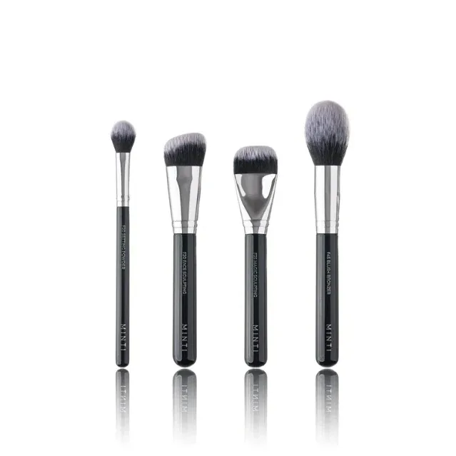 Набор кистей для контуринга лица MINTI Collection Contour Face Set 4 шт белый козий и синтетический ворс, алюминиевые обоймы