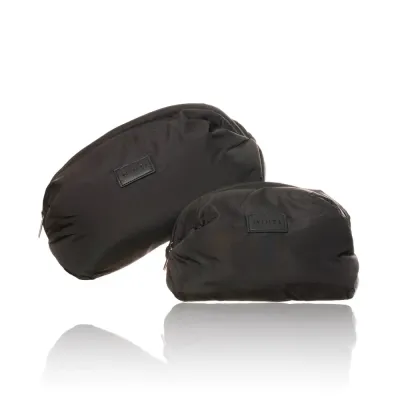 Набор косметичек мягких MINTI Collection Pillow Puff Bag объёмные, 2 шт: Large 27 x 14,5 x 17 см + Small 20 x 13,5 x 16 см, чёрные