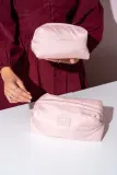 Набор косметичек мягких MINTI Collection Pillow Puff Bag объёмные, 2 шт: Large 27 x 14,5 x 17 см + Small 20 x 13,5 x 16 см, светло-розовые — фото 3